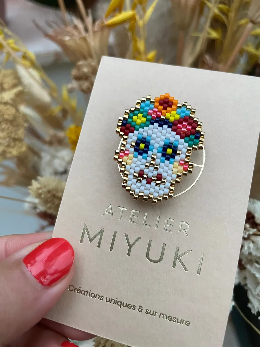 Broche Tête de mort Mexicaine en perles — Atelier Miyuki