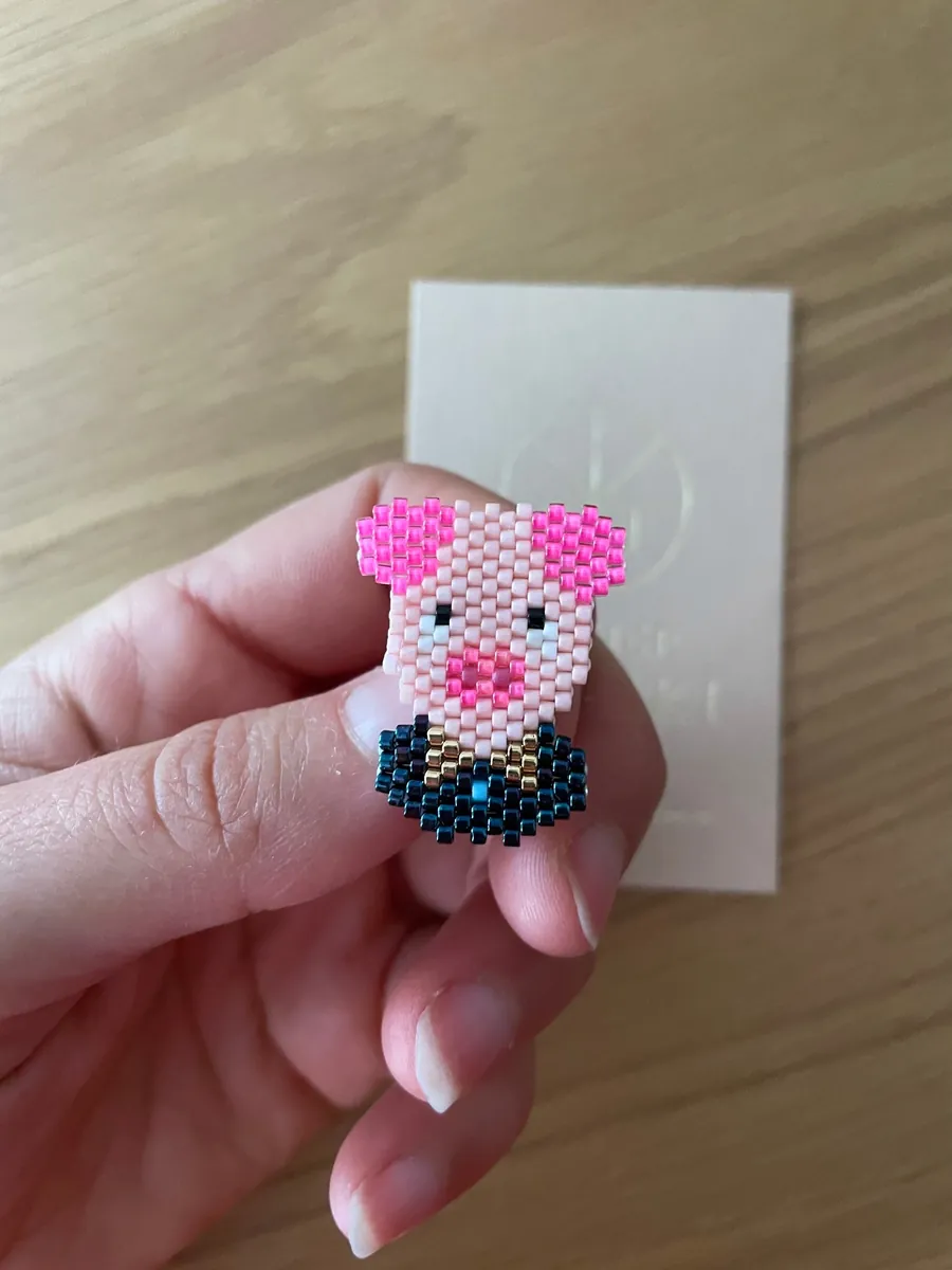Broche Cochon en perles — Atelier Miyuki