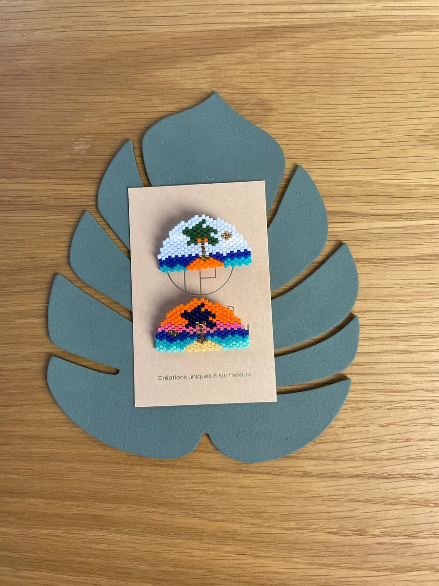 Broche Plage Tropicale jour/nuit — Atelier Miyuki